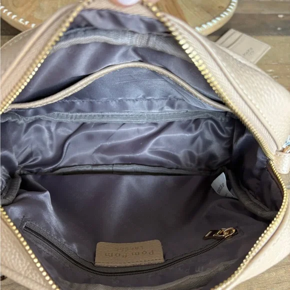 Pom Pom London Original Crossbody Bag Purse Stone Beige NEW - Picture 4 of 16